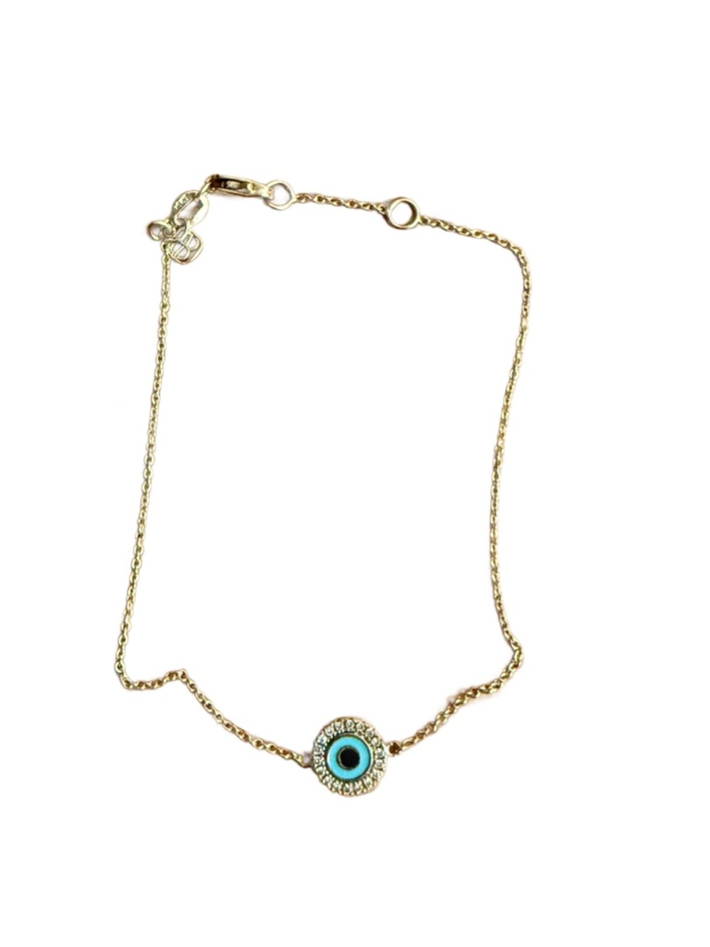 Sydney Evan Gold and Diamond Enamel Evil Eye Bracelet